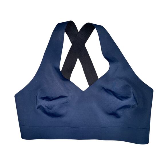 Athleta Women's Black/Navy Blue Crossover Reversible Sports Bra Size Medium - Picture 1 of 6